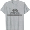 California Men Women Boys Girls Kids Groups Gift Vintage California Republic State Flag Bear Retro Fade T-Shirt - Heather Grey