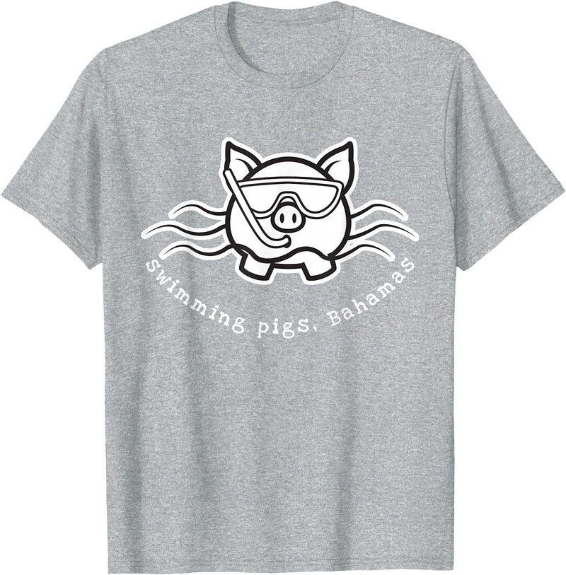 Bahamas Swimming Pigs Bahamas Swimming Pig with Mask and Snorkel T-Shirt - Heather Grey