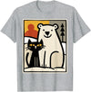 Utschki Bratschki Black Cat and Polar Bear Winter Animal Cute Snow Art T-Shirt - Heather Grey