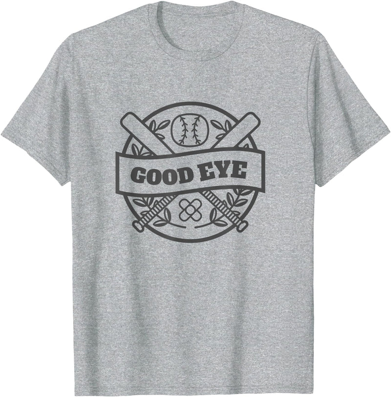Flying Pig T Shirts Good Eye Baseball T-Shirt Humor Batter Team Sport Kids Bat T-Shirt - Heather Grey