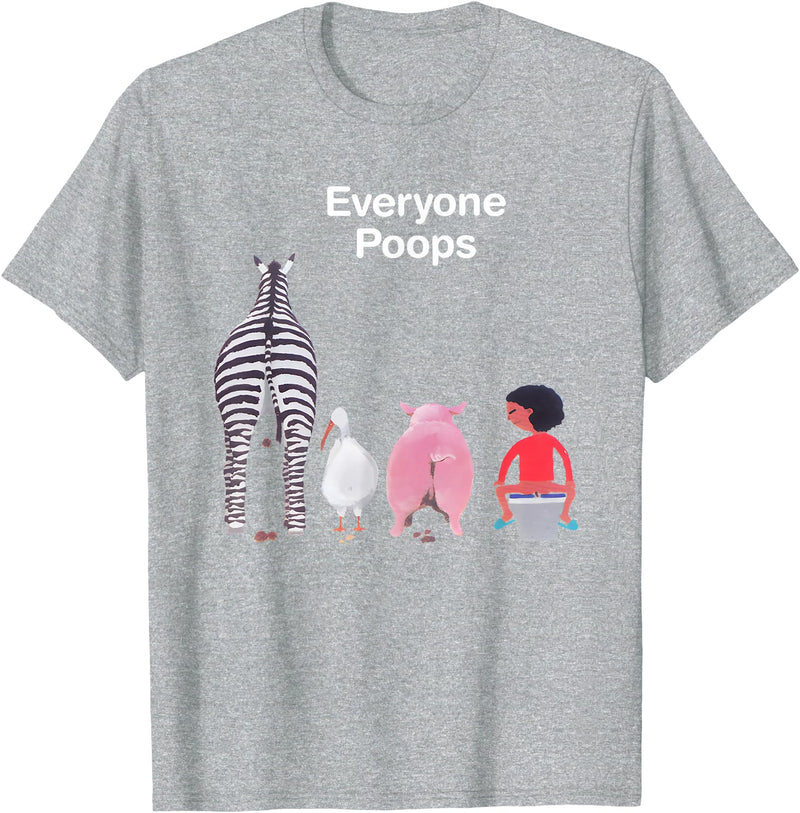 Everyone Poops Funny Zebra Pig Toilet Humor Tees Everyone Poops Funny Zebra Pig Toilet Humor T-Shirt - Heather Grey