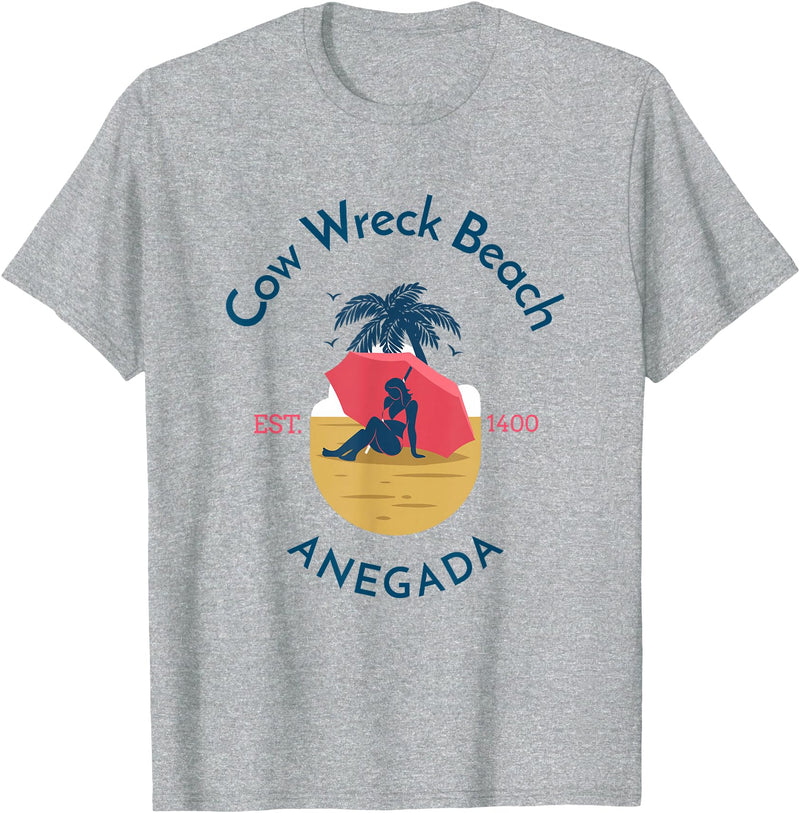 YO MINUS Cow Wreck Beach Anegada British Virgin Islands T-Shirt - Heather Grey