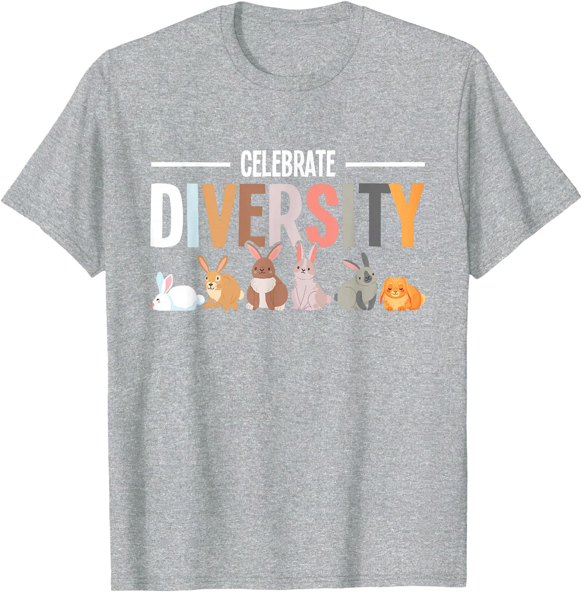 Celebrate Diversity Breeder for Rabbit Lovers T-Shirt in Heather Grey