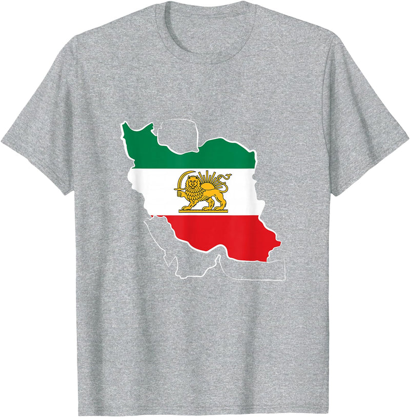 ToranjDesignArt Lion and Sun - Shir Khorshid -Iran Flag- Persian T-Shirt - Heather Grey