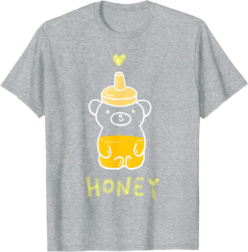 atelier mushroom HONEY Sweet Honey Bear Honey Bottle & Yellow Heart Graphic T-Shirt - Heather Grey