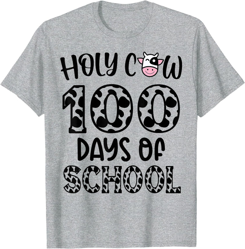 Holy Cow 100 Days Of School teachers Students Kids T-Shirt - Heather Grey