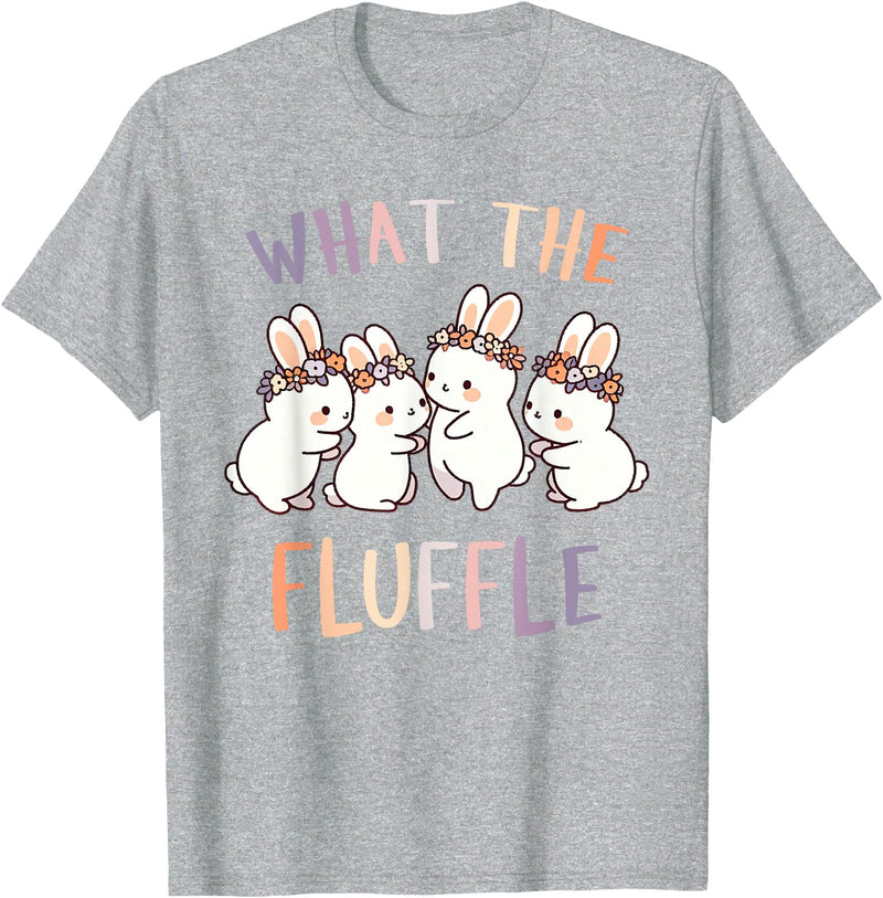 Rabbit Lover Easily Distracted by Rabbits What the Fluffle T-Shirt in Heather Grey