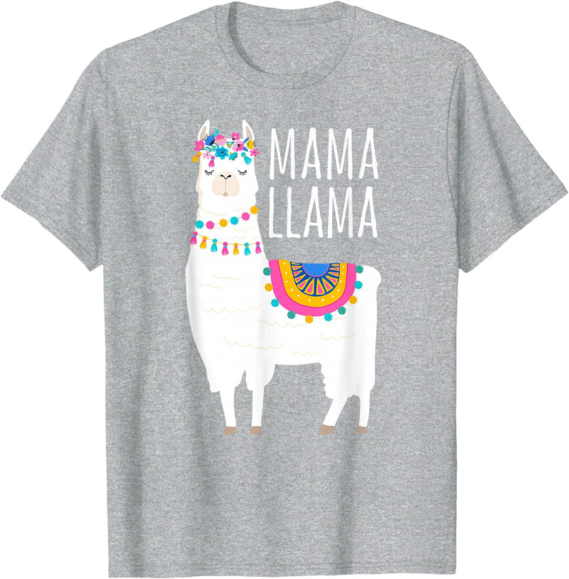 Mama Llama Lover Gifts by Memme Mama Llama Shirt for Women T-Shirt - Heather Grey