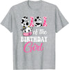 Vintage Retro Birthday Gigi Of The Birthday Girl Farm Cow 1St Birthday Girl T-Shirt - Heather Grey