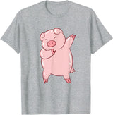 Cute Pig Tees Dabbing Pig Cute Pigs Dab Farmer Funny Pig T-Shirt - Heather Grey