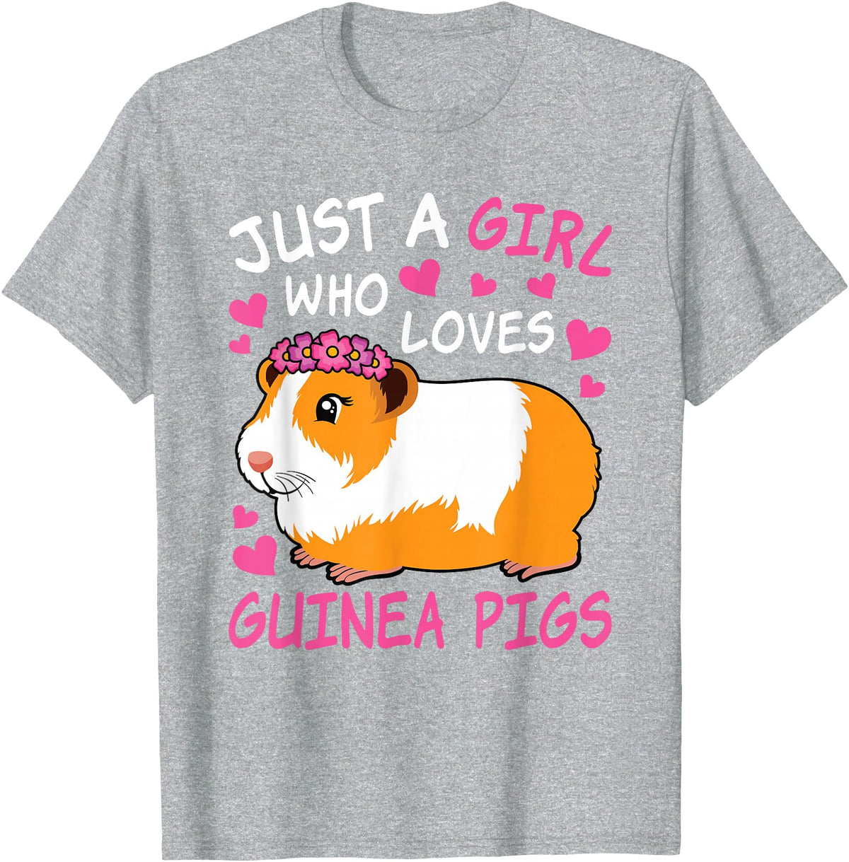 EDILILU Just A Girl Who Loves Guinea Pigs Cute Guinea Pig Lover T-Shirt - Heather Grey