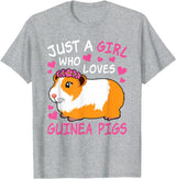 EDILILU Just A Girl Who Loves Guinea Pigs Cute Guinea Pig Lover T-Shirt - Heather Grey