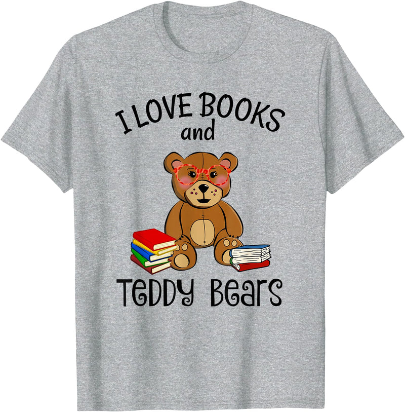 Teddy Bears, Cute Teddy Bear Lover Gifts Adorable Teddy Bear Love Books and Teddy Bear Reading T-Shirt - Heather Grey