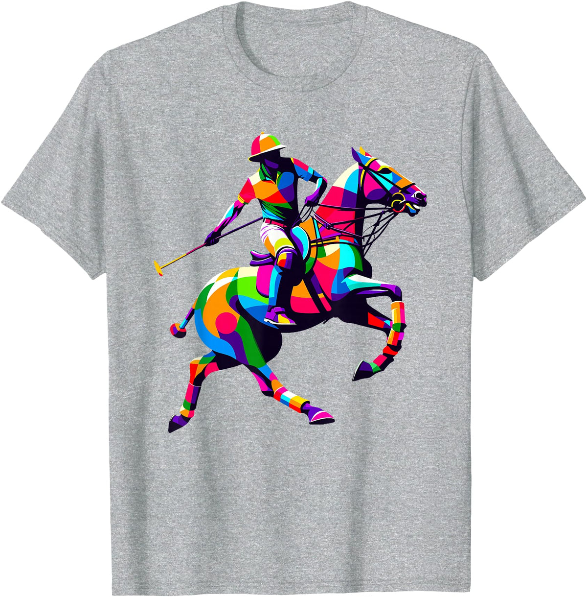 Horseback Riding Gift For An Equestrian Pop Art Polo Horseback Riding Horses Equestrian Horse T-Shirt - Heather Grey