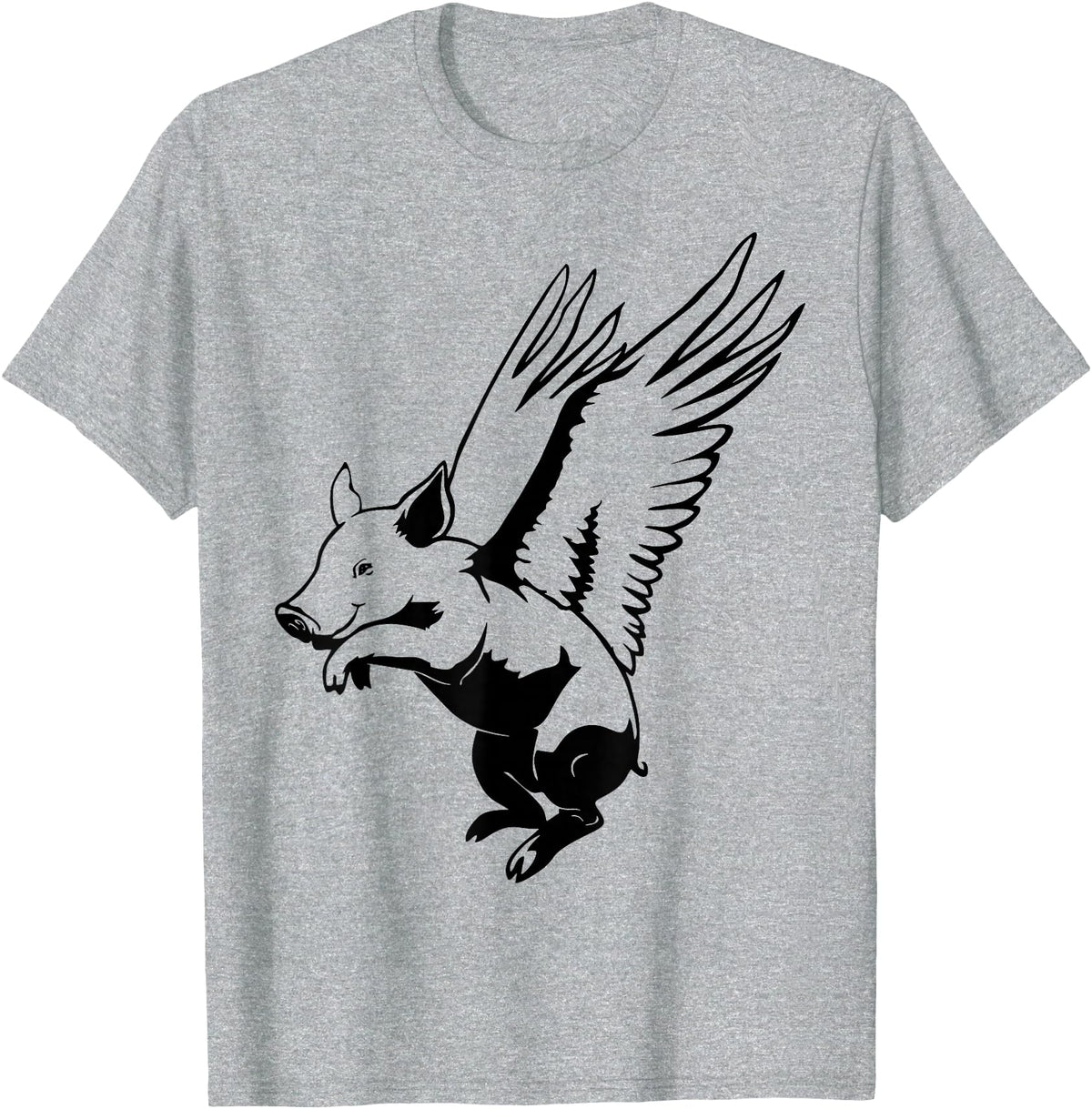 Flying Pig Funny Animals Flying Pig with Wings Fly Pig Lovers T-Shirt - Heather Grey