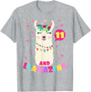Llamazing Birthday Party Outfit Llama Lovers Llamazing 11 Years Old Girl Birthday Cute Llama Alpaca Kids T-Shirt - Heather Grey