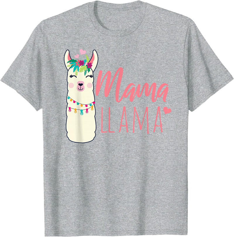 ADVENTURE ALPACA LLAMAS Designs MAMA LLAMA Funny Mother Lamas Meme T-Shirt - Heather Grey
