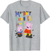Peppa Pig Muddy Puddles Jump! Peppa & George Having Fun T-Shirt - Heather Grey