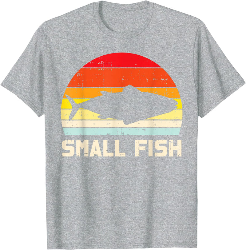 BoredKoalas Fish Fishing Shirts Fisherman Gifts Small Fish Retro Bass Fishing Family Matching Son Boys Gift T-Shirt - Heather Grey