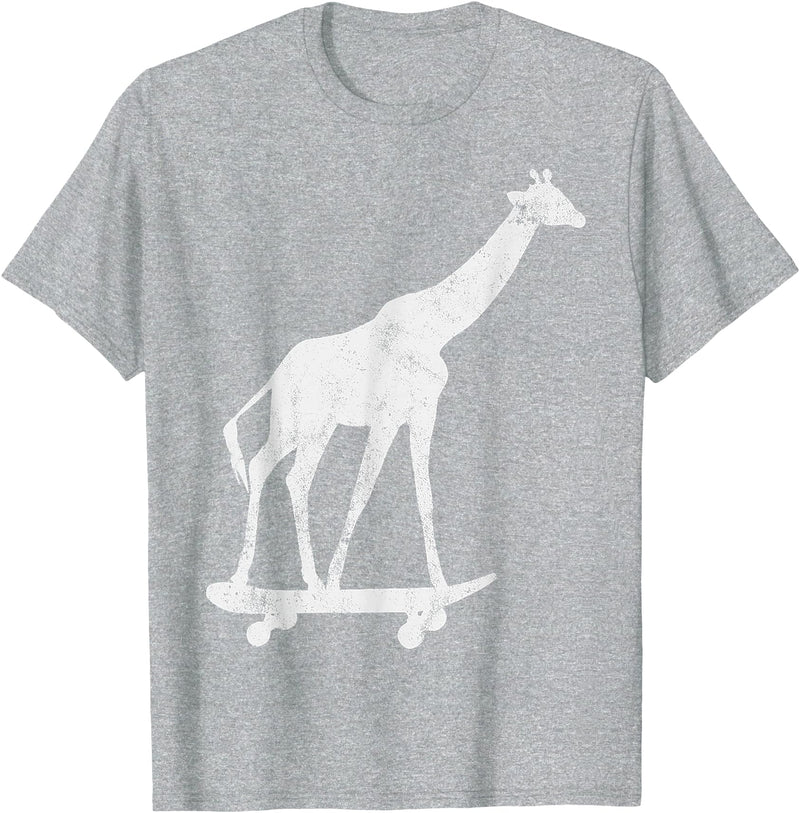 Giraffe Skateboarding Skateboarder Gifts Giraffe Skateboarding Skateboarder T-Shirt - Heather Grey