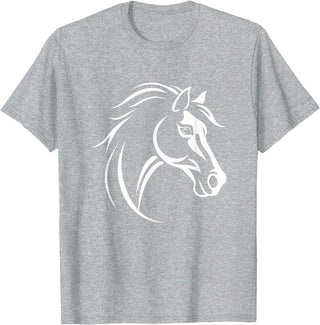 Horse Designs. Horse Equestrian Riding Graphic T-Shirt - Heather Grey