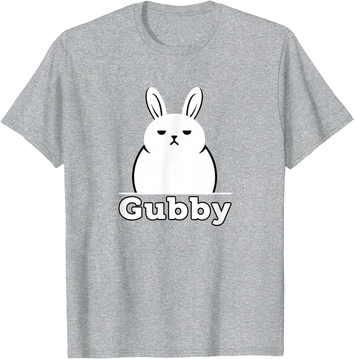 Gubby Rabbit Anime Funny Character Cute Grumpy Bunny T-Shirt in Heather Grey