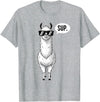 Funny Llama lover Co Alpaca Llama with Sunglasses Sup T-Shirt - Heather Grey