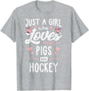 Pigs Memme Just A Girl Who Loves Pigs And Hockey Gift Women T-Shirt - Heather Grey