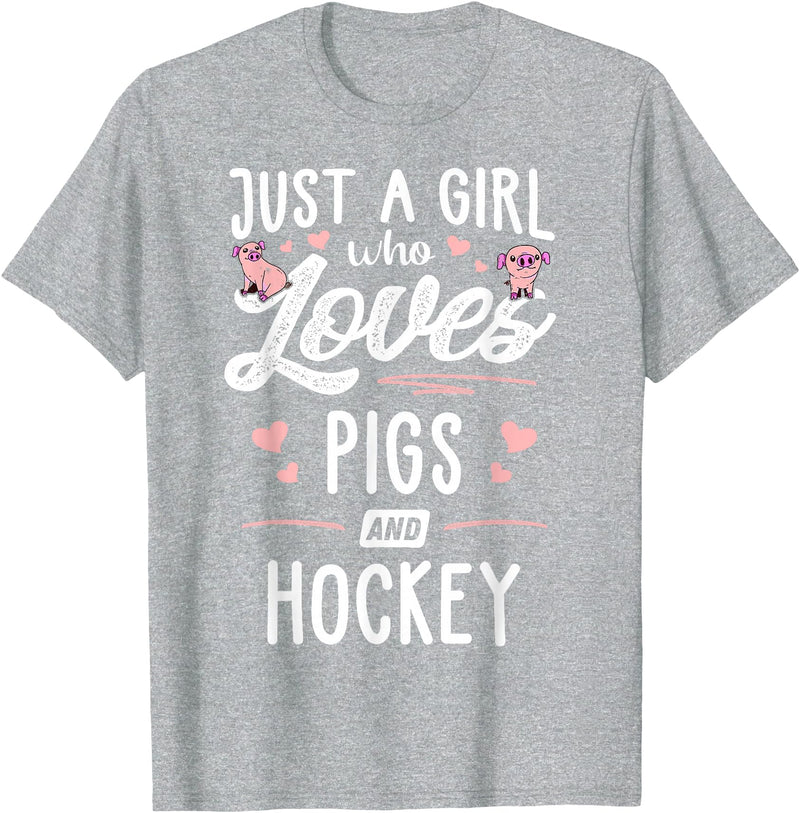 Pigs Memme Just A Girl Who Loves Pigs And Hockey Gift Women T-Shirt - Heather Grey