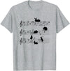 Cute Bunny Rabbit Playing Music Notes Musician T-Shirt in Heather Grey