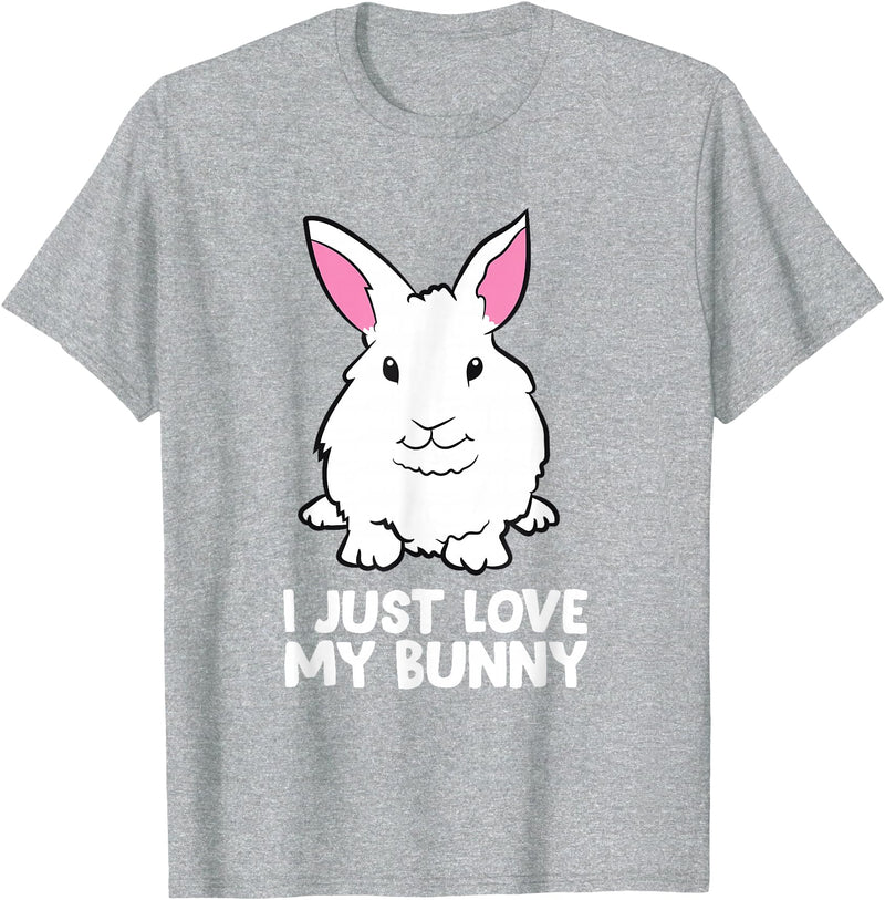 I Just Love My Bunny Cute Bunny Rabbit Pet T-Shirt in Heather Grey
