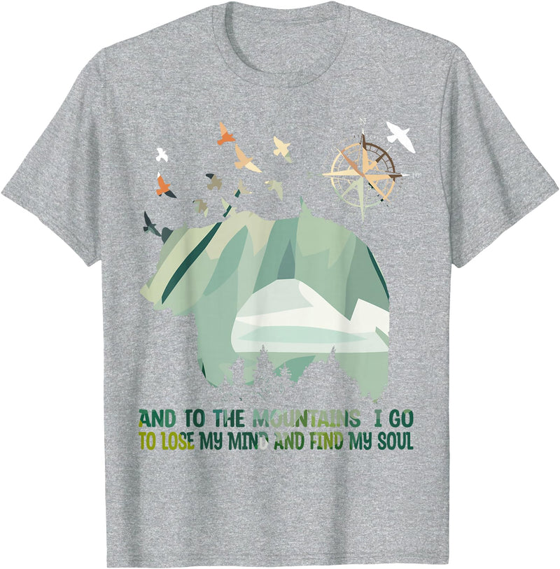 Camping Bears And To The Mountains I Go To Lose My Mind Camping Bear T-Shirt - Heather Grey
