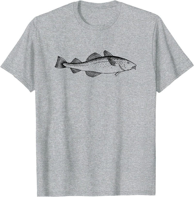Fishing Cod Fish Cod Fish Graphic Fisherman T-Shirt - Heather Grey