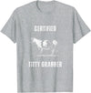 Funny Farming Cow and Cattle Tees Funny Dairy Cow Farmer Certified Titty Grabber T-Shirt - Heather Grey