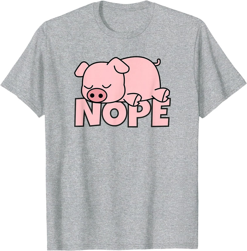 Funny Laziness Shirts & Gifts For Animal Lovers Lazy Pig Piggy Not Today Nope T-Shirt - Heather Grey