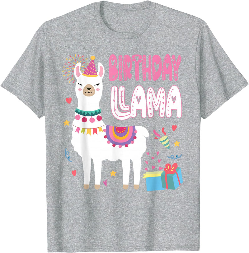 Family Matching Llama Birthday Party Supplies Birthday Llama Girl Birthday Party Llama Birthday Theme T-Shirt - Heather Grey