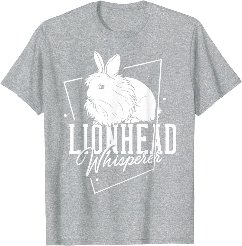 Lionhead Rabbit Gift Bunny Funny T-Shirt in Heather Grey