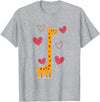 Giraffe Zoo Animal Africa Hearts Valentines Day Gift Idea Love Giraffe T-Shirt - Heather Grey
