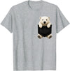 Funny Polar Bear in Pocket Polar Bear Lover Cute Pocket T-Shirt - Heather Grey