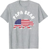 Papa Bear - Father's Day Birthday Papa Bear - Father's Day American Flag 4TH of July T-Shirt - Heather Grey