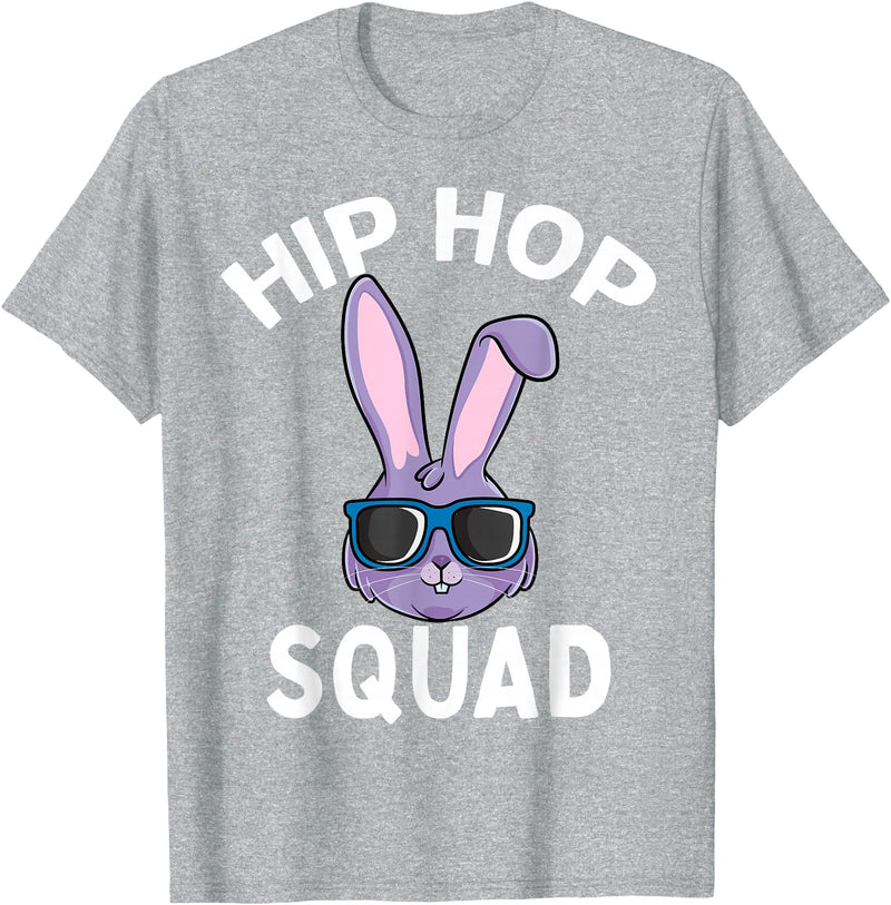 Hip Hop Squad Funny Happy Easter Bunny Rabbit Children Boys T-Shirt in Heather Grey