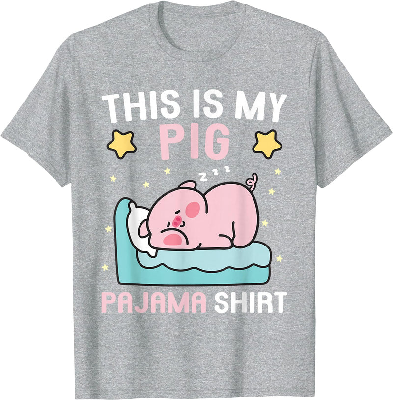 Family Matching Pajamas Men Women Boys Girls Kids Cute PJ Teen Boys PJs Girls PJs Funny This is My Pig Pajama T-Shirt - Heather Grey