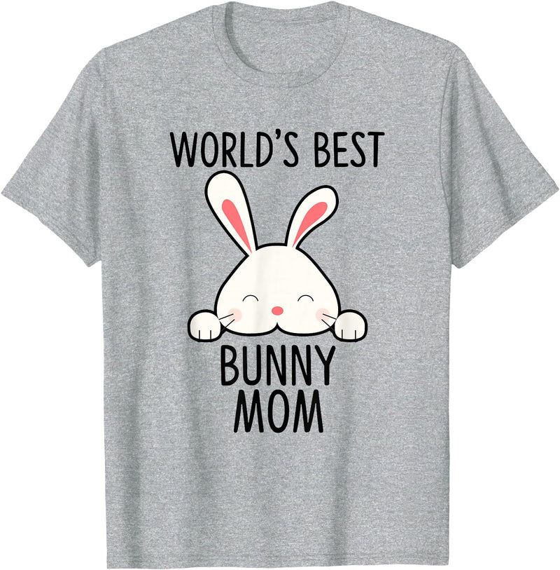 World's Best Bunny Mom - Rabbit for Rabbit Lover T-Shirt in Heather Grey