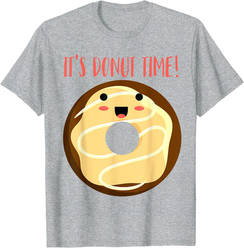 Green Cow Land It's Donut Time! Doughnut Funny T-Shirt - Heather Grey