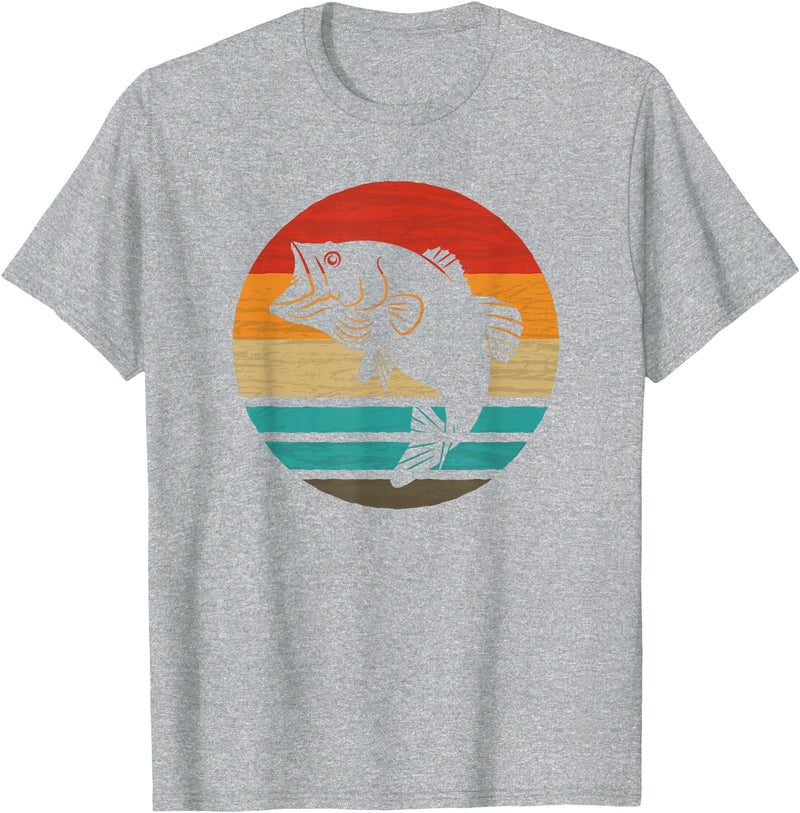 Fishing Accessories & Clothing Gifts Women Men Fish Retro Style Vintage T-Shirt - Heather Grey
