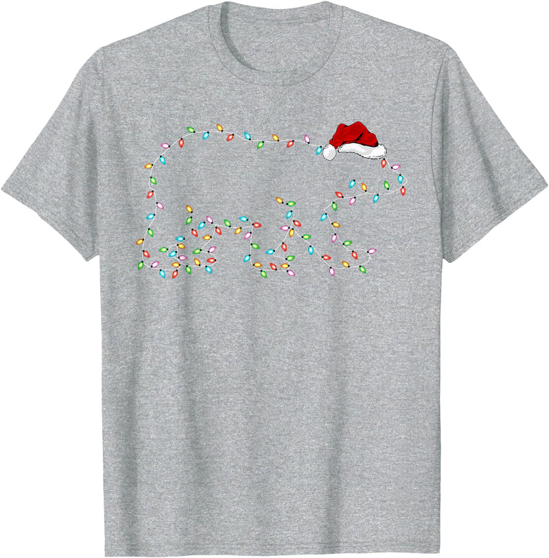 Xmas Lighting Polar Bear Christmas Gifts Polar Bear Xmas Lighting Santa Hat Polar Bear Christmas T-Shirt - Heather Grey