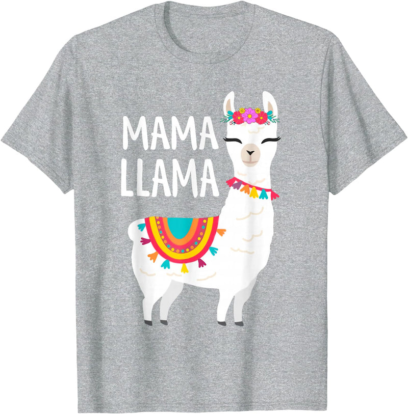 Birthday Llama Shirts Gift Mama Llama Funny Mother's Day Shirt Women Mom Birthday T-Shirt - Heather Grey