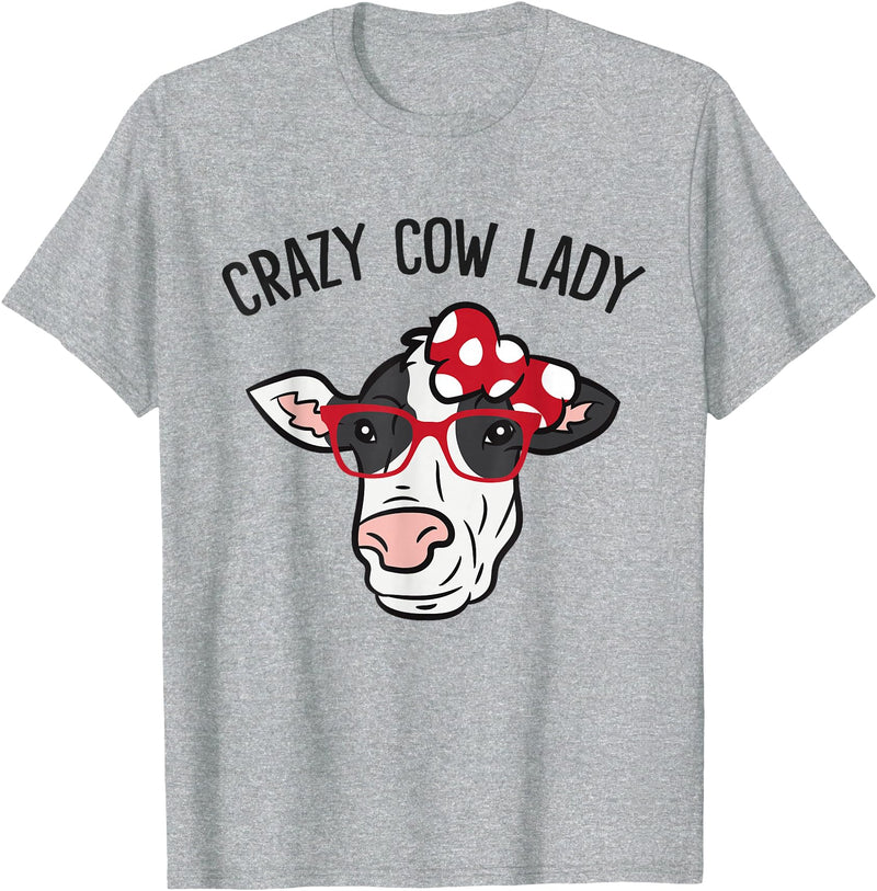 Funny Cow Lover Gifts Crazy Cow Lady T-Shirt - Heather Grey