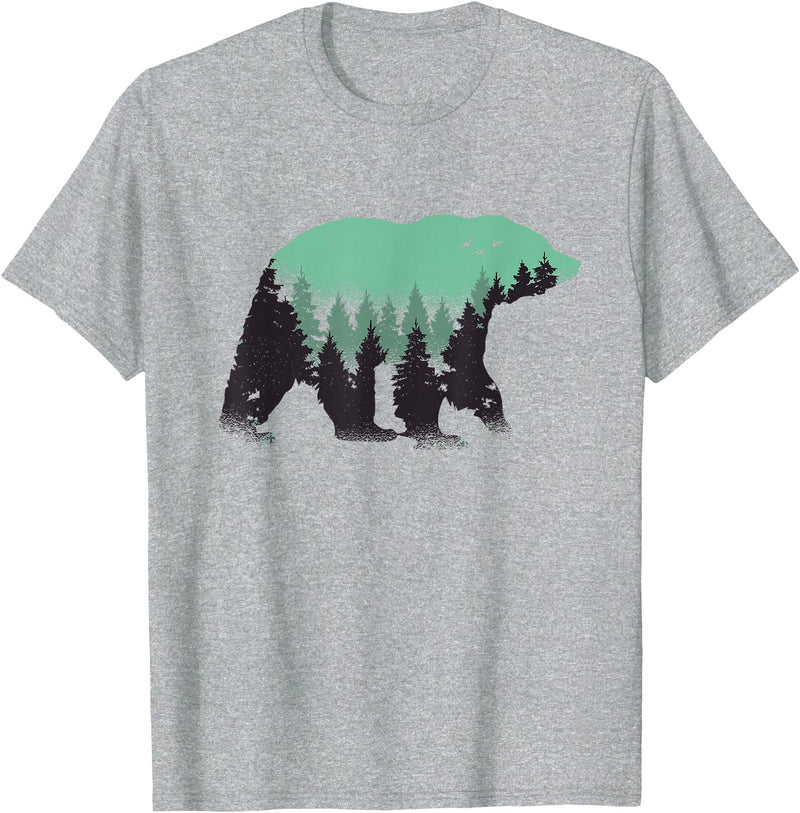 Grizzly Bear - Outdoor Apparel Bear Forest Nature Grizzly Hiking Outdoor Hunting Gift T-Shirt - Heather Grey