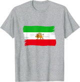 Iran Persia Flag Lion Brush Style Vintage Old Persian Lion Iran T-Shirt - Heather Grey